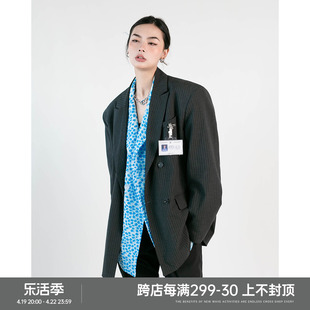 blackbb春秋oversize条纹西装，外套男女韩版休闲廓形百搭西服长袖