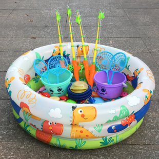 儿童益智钓鱼玩具池套装小猫，磁性鱼广场小孩，戏水宝宝钓鱼1-3-6岁