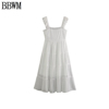 bbwm欧美女装时尚，简约清新白色无袖连衣裙