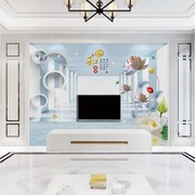 8D新中式家和万事兴电视背景墙壁画客厅壁纸沙发卧室墙纸3D无缝影