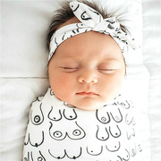欧美宝宝茧型睡袋婴儿防惊跳睡袋新生儿防踢睡袋发带两件套