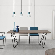 loft简约大型长条餐桌个性设计师工作台实木工业风会议办公桌家具
