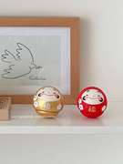 日式达摩招财猫不倒翁陶瓷摆件2023年可爱生肖兔子家居客厅装饰