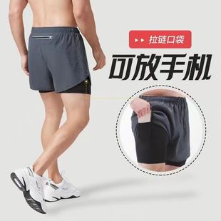 专业跑步短裤男假两件轻薄速干透气反光运动裤健身田径训练马拉松