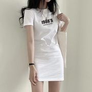 2024年半袖女夏宽松韩版原宿白色上衣设计感小众短袖t恤ins潮