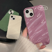 简约纯色波浪iphone14ProMax手机壳11紫色12软胶壳苹果13保护套女