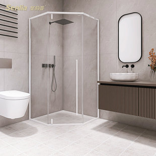 圣莉亚淋浴房极窄砖石形卫生间，洗澡隔断门浴室玻璃推拉门干湿分离