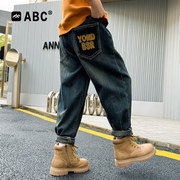 ABC男童春秋牛仔裤2023中大童长裤男孩裤子潮儿童秋季小脚裤