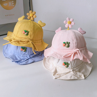 婴儿帽子夏季薄款宝宝渔夫帽，春秋男女宝儿童，遮阳帽防晒帽2024