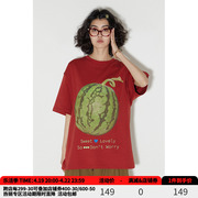 物理少年水果系列「吃瓜t」西瓜店员夏季宽松透气休闲圆领短袖T恤