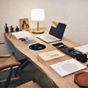 原木实木大板茶桌办公桌黑胡桃木，书桌白橡木(白橡木)餐桌，整块自然边巴花