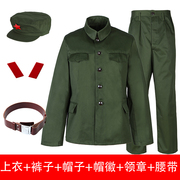 正宗65式军套装男军干服涤卡65式绿套装怀旧老式的卡四口袋干部款