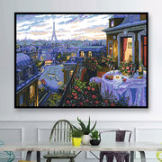 浪漫巴黎十字绣线绣2023年小件客厅餐厅新版小幅风景自己手工