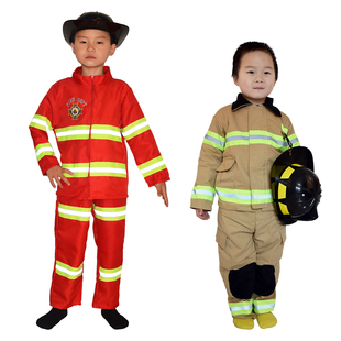 消防员儿童演出服职业角色，扮演服装幼儿园舞台，表演cosplay衣服