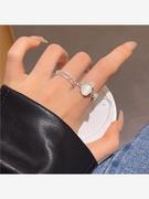 猫眼石素圈戒指女韩系轻奢高级感可调节食指戒个性甜酷风开口指环
