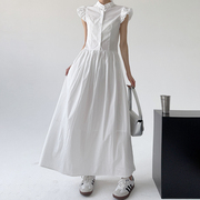 连衣裙女2024夏季白色飞飞袖茶歇法式裙子超好看显瘦绝美长裙