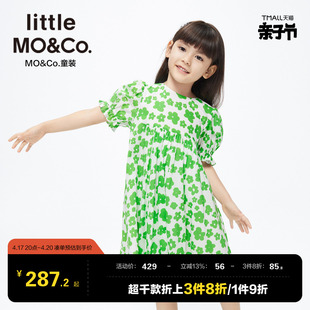 littlemoco童装夏装，裙子女童纯棉碎花裙，儿童短袖连衣裙小女孩