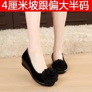 老北京布鞋女式鞋平跟坡跟高跟女单鞋黑色工作鞋松糕鞋花朵孕妇鞋