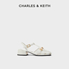 charles&keith春夏，女鞋ck1-60361464复古罗马包头镂空凉鞋女