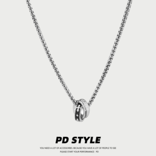 pdstyle黑白克洛花字母，双环项链轻奢小众ins高级感男女生毛衣链潮