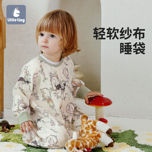 littletiny婴儿春夏季纱布睡袋宝宝，轻薄儿童防踢被睡衣透气家居服