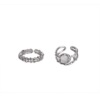LEMON 两件套月光石戒指女镶钻开口戒小众设计素圈戒法式时尚指环