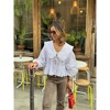 Doll collar lace up long sleeved shirt女式娃娃领系带长袖衬衫