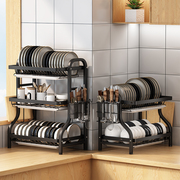 碗碟收纳架碗架多功能，放碗盘沥水架碗柜家用三层，厨房置物架架筷