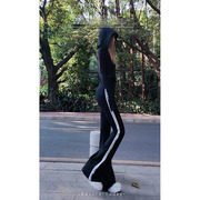 AOAOMISSSHOP鳌鳌的喇叭裤2023黑色运动休闲长裤套装（单拍）