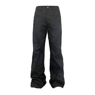 JCAESAR ZIPPER COATING PANTS设计感侧开斜拉链伤痕涂层牛仔长裤