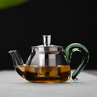 玻璃茶壶耐高温加厚茶水分离家用单壶小花茶壶功夫泡茶壶茶具套装