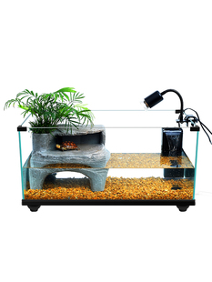 乌龟缸带晒台别墅养乌龟的缸，专用生态龟缸玻璃底排鱼缸深水龟鱼缸