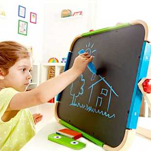 hape儿童画板磁性磁力小黑板宝宝双面写字板家用白板涂鸦画架折叠