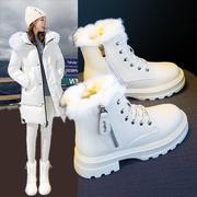 冬季加绒雪地靴女鞋，2024秋冬短靴，加厚靴厚底白色靴1222b