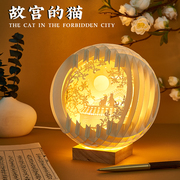 中国古风3diy手工纸雕灯，生日礼物新年年会伴手礼，故宫文创实用摆件
