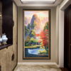 桂林山水风景油画手绘风水，新中式玄关装饰画，欧式客厅单幅立体挂画