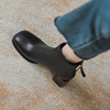 软牛皮法式高级感短靴2024小个子厚底加绒马丁靴女方头高跟鞋