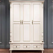 美式衣柜四门卧室白色，约实木欧式三门衣橱主卧组合套装家具