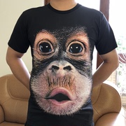 灵活的猴子印花短袖3D大码男T恤衫大肚腩搞笑衣服装大嘴猩猩半袖