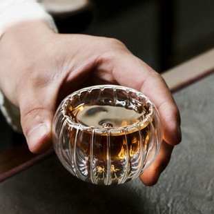 日式耐热加厚双层玻璃小茶杯 隔热透明玻璃品茗杯主人杯功夫茶具