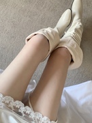 Shawne 韩国 小众品牌 可卷边尖头皮质马丁靴长靴