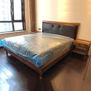 厚泰黑胡桃木床新中式1.8米简约禅意床古典现代床头柜实木床
