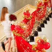 结婚楼梯扶手纱幔装饰婚庆用品婚房布置浪漫花球拉花婚礼套装