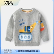 品牌2023韩版童装打底衫儿童长臂挖机上衣男童卡通图案毛衣潮