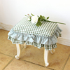绿格子纯棉布艺凳子罩床头柜罩小椅子垫板凳套凳子垫小桌布防尘罩