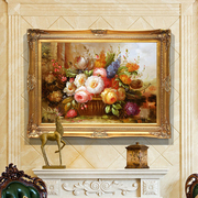 欧式纯手绘古典花卉油画，美式客厅餐厅静物装饰画，玄关壁炉卧室挂画