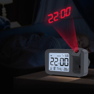 日本多功能投影闹钟桌面时钟，学生用创意，投射表床头电子钟起床神器