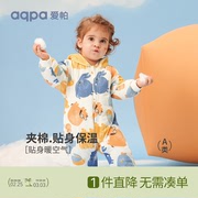aqpa爱帕婴儿连体衣棉服夹棉冬季宝宝连帽保暖厚服新生儿衣服棉衣