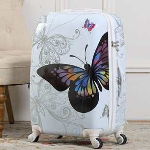 20寸24寸男女蝴蝶纹拉杆箱，pc亮面旅行箱万向轮，可订制图案色彩
