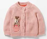 欧美女童女宝宝纯棉针织开衫，藕粉色中厚款毛衣，外套鹿小姐出口